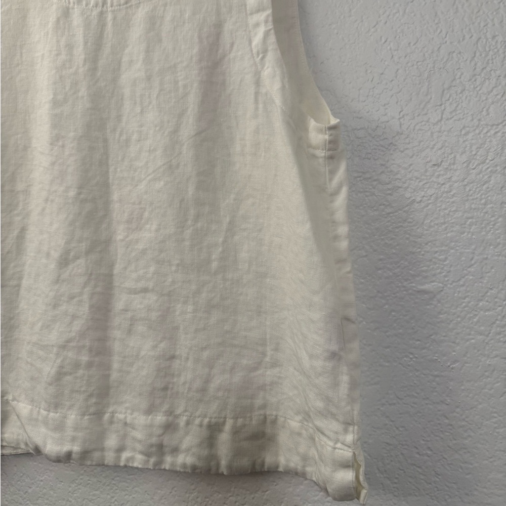 Cut Loose Women’s White Linen Tank Top Sleeveless Boxy Shirt Made in USA, Size L - Picture 4 of 7
